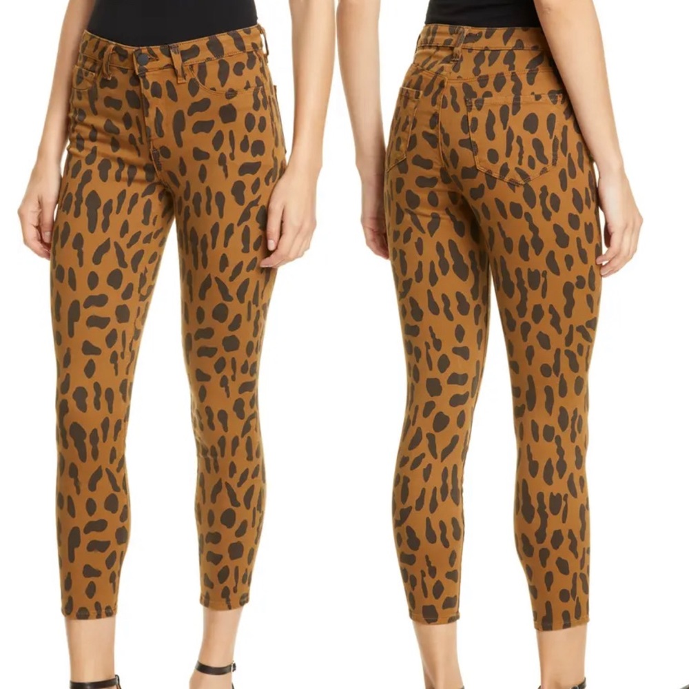 L’AGENCE Margot Crop‎ Leopard Print Skinny Jeans